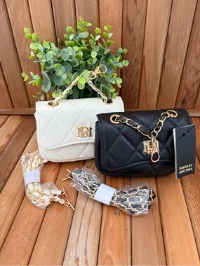 Badgley Mischka Quilted Mini Crossbody Bag in Black or White, Convertible Charm